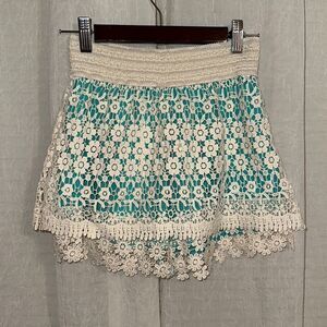 Beauties XL Ivory Teal Lace Skort